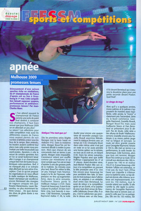 Article sur les Championnats de France d'apnée dans Subaqua